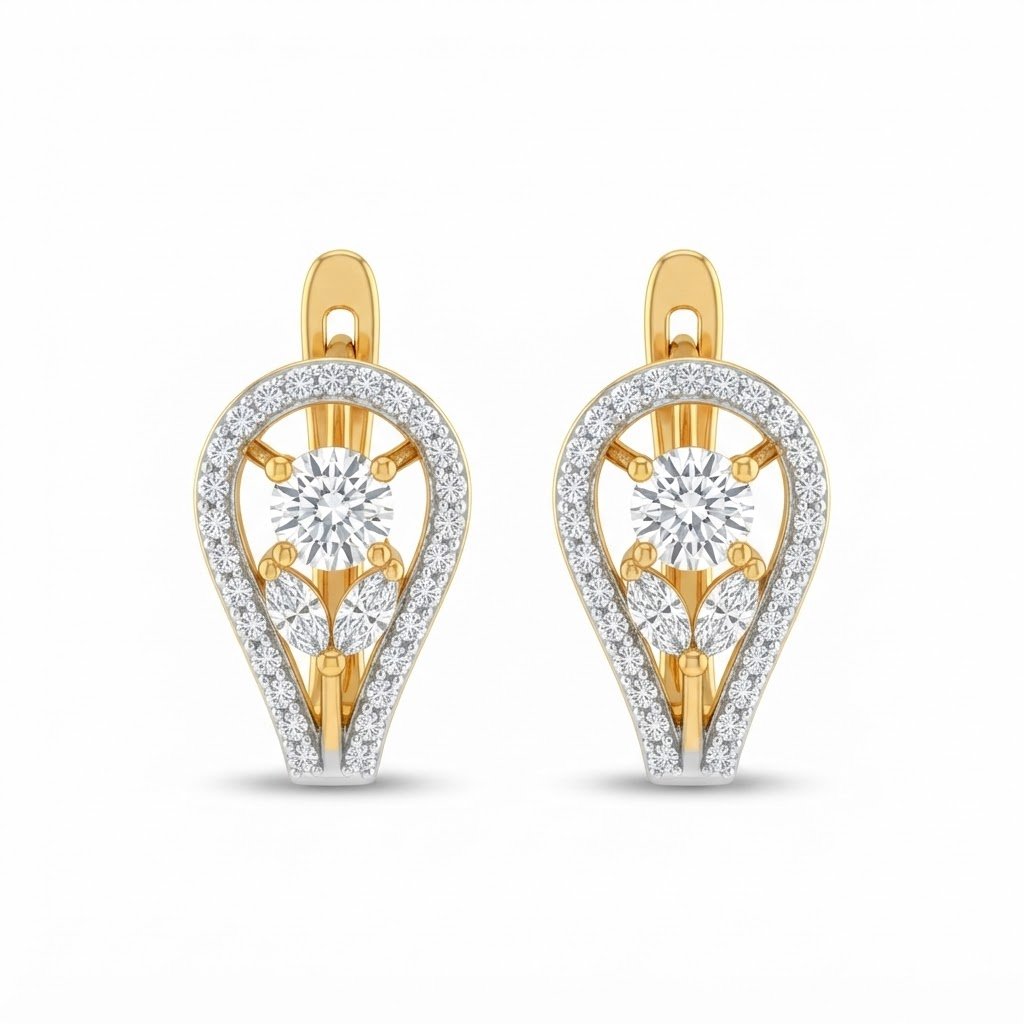 Vibrant Emerald Cut Green Emerald Gold Stud Earrings | Hussain Gems