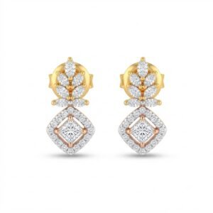 Vibrant Emerald Cut Green Emerald Gold Stud Earrings | Hussain Gems