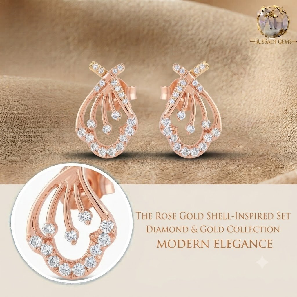 Vibrant Emerald Cut Green Emerald Gold Stud Earrings | Hussain Gems - Image 2
