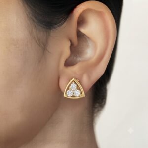 Vibrant Emerald Cut Green Emerald Gold Stud Earrings | Hussain Gems